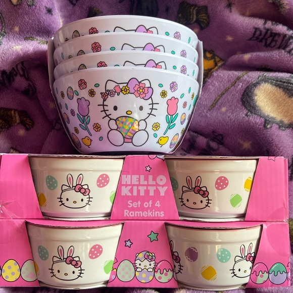 Hello Kitty Easter Dinnerware Set for Easter (4) Bowls and (4) Ramekins New - Picture 1 of 3